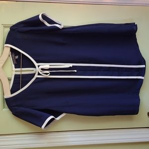 Luxology blouse size Medium Navy blue and cream